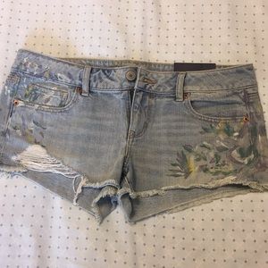 American Eagle shortie jean shorts size 14.